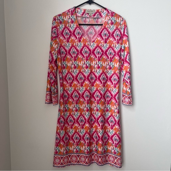 Charlie Paige Abstract Tunic Dress Pink Aqua Orange White Size Small - Picture 1 of 7